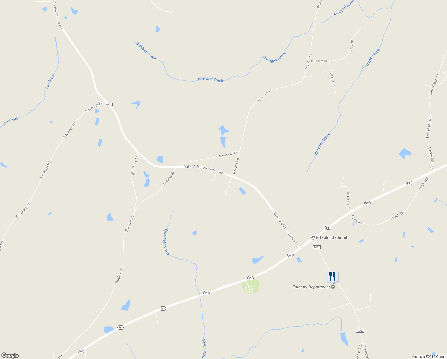 map of restaurants, bars, coffee shops, grocery stores, and more near 423 Duke Valentine Wynne Road in Louisburg