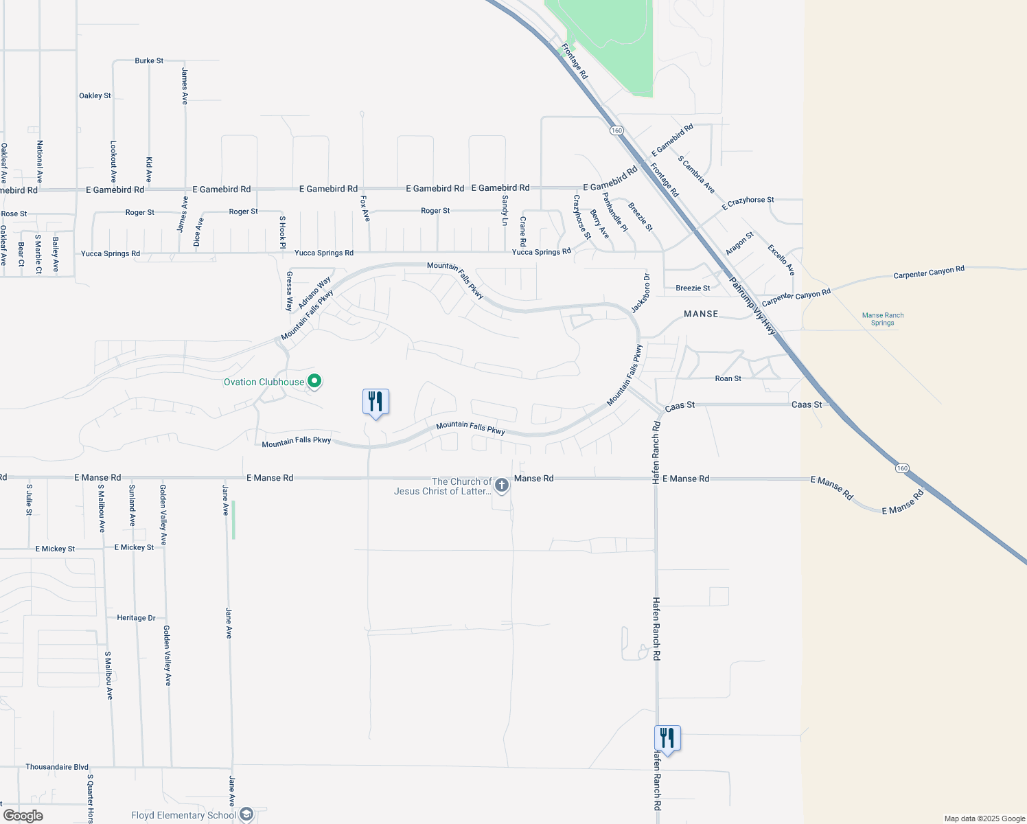 map of restaurants, bars, coffee shops, grocery stores, and more near 5501 Cansano Street in Pahrump