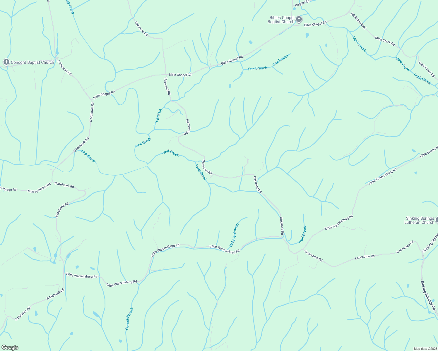 map of restaurants, bars, coffee shops, grocery stores, and more near 2120 Oakwood Road in Midway