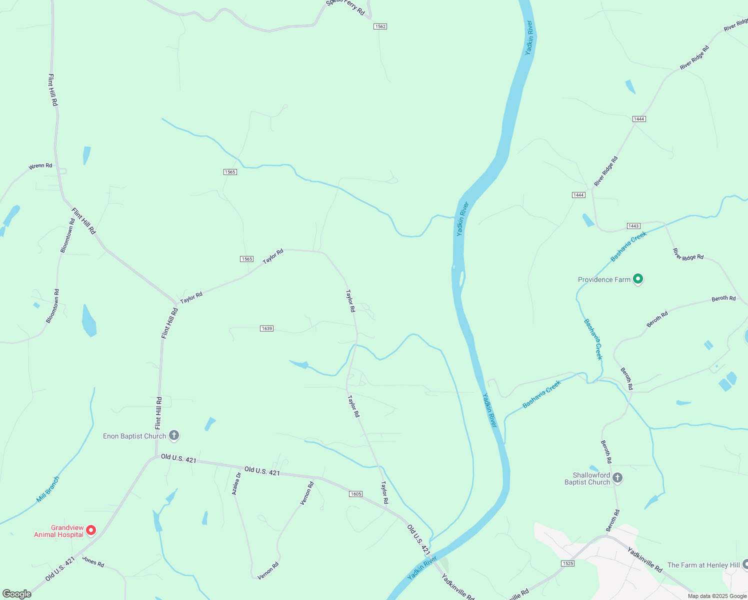 map of restaurants, bars, coffee shops, grocery stores, and more near Taylor Road in Yadkin County