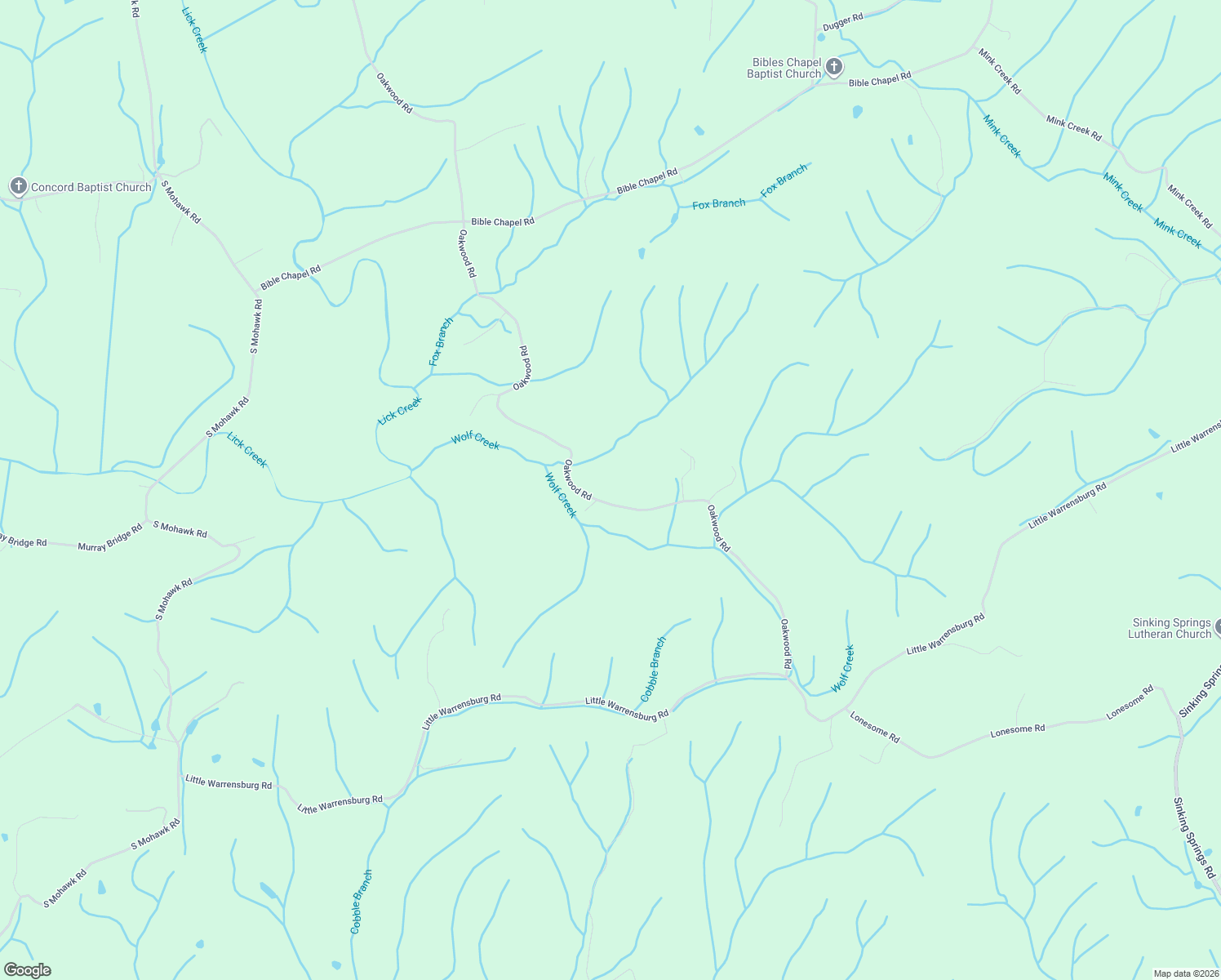 map of restaurants, bars, coffee shops, grocery stores, and more near 2145 Oakwood Road in Midway