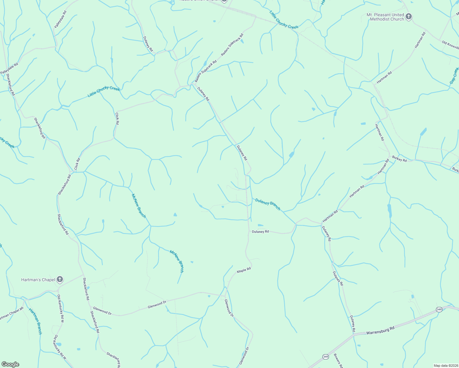 map of restaurants, bars, coffee shops, grocery stores, and more near 3416 Dulaney Road in Mosheim