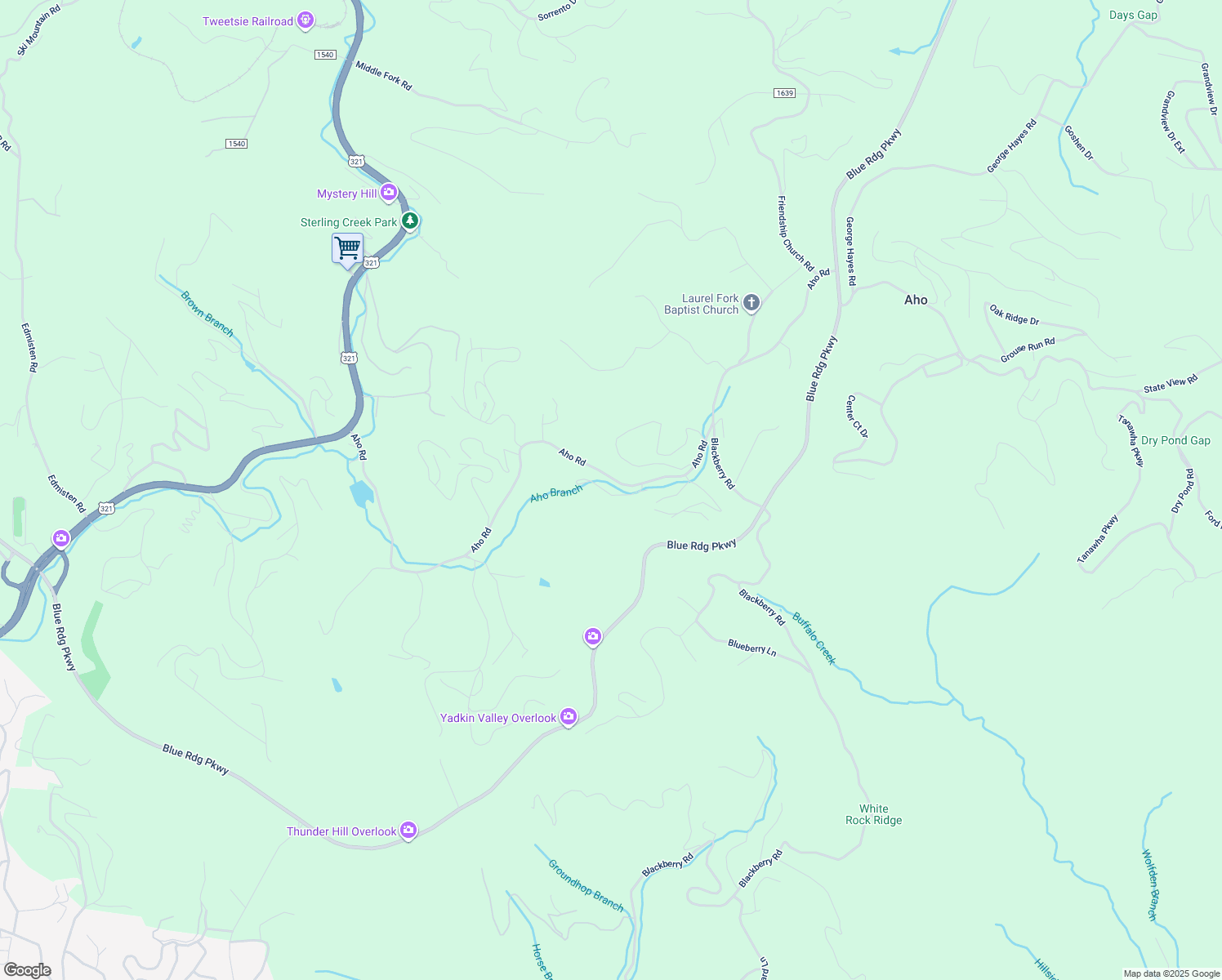 map of restaurants, bars, coffee shops, grocery stores, and more near 220 Cobble Creek Lane in Boone