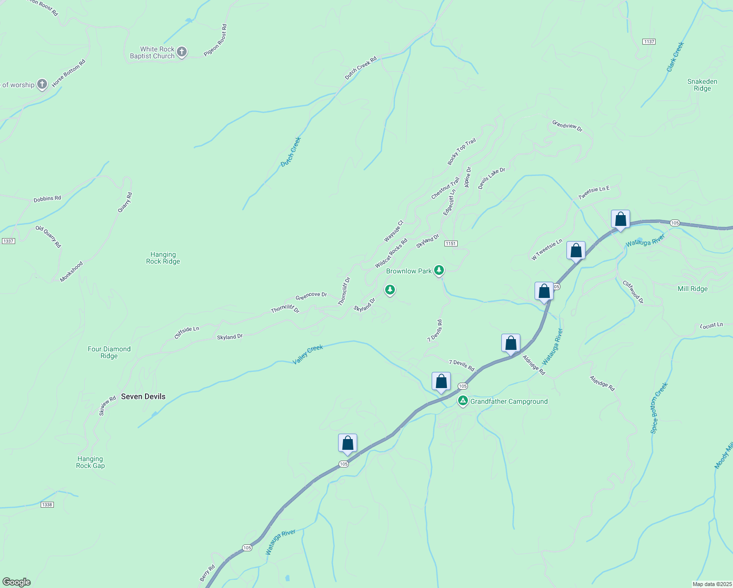 map of restaurants, bars, coffee shops, grocery stores, and more near 100 Bear Cave Trail in Banner Elk