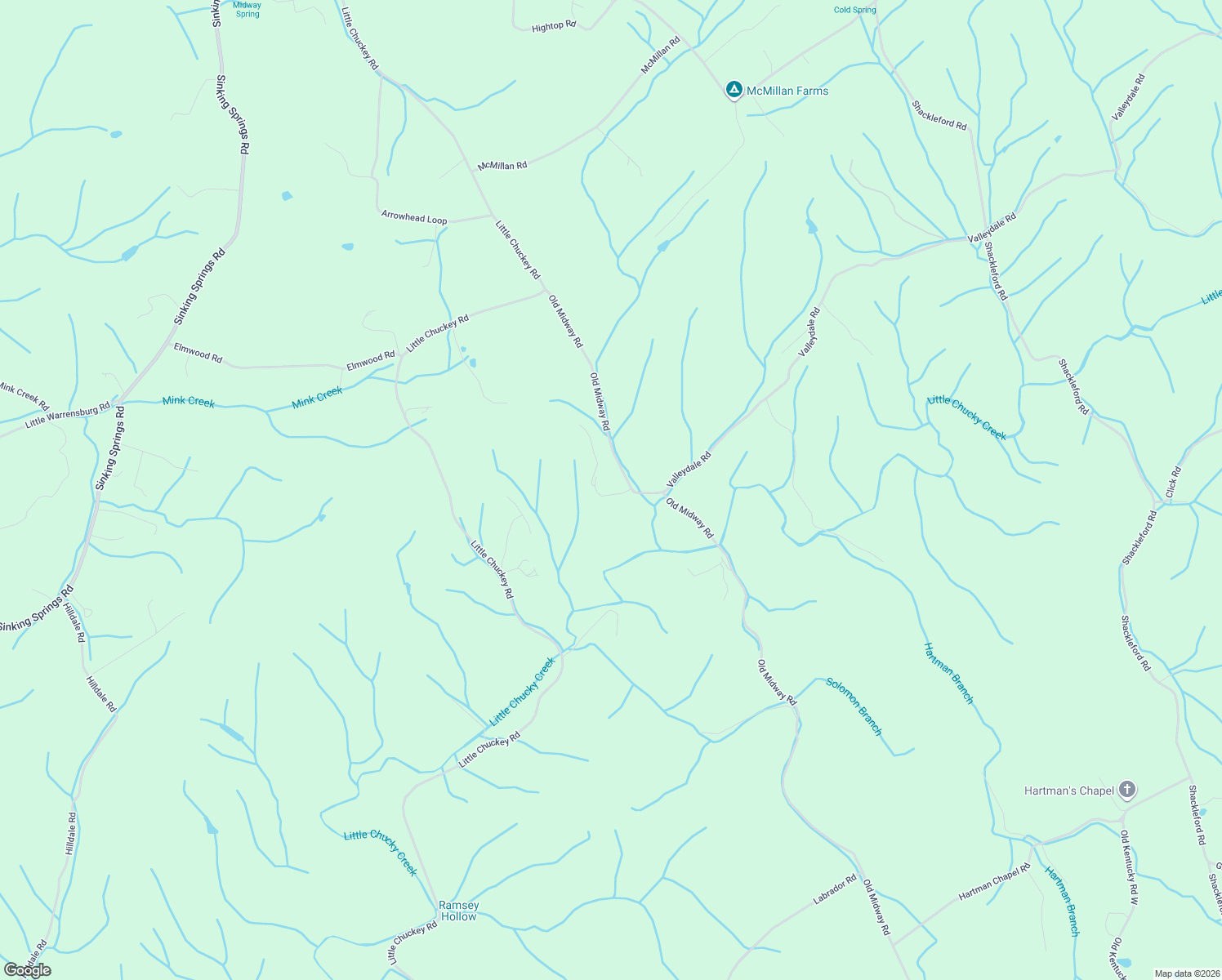 map of restaurants, bars, coffee shops, grocery stores, and more near 640 Old Midway Road in Midway
