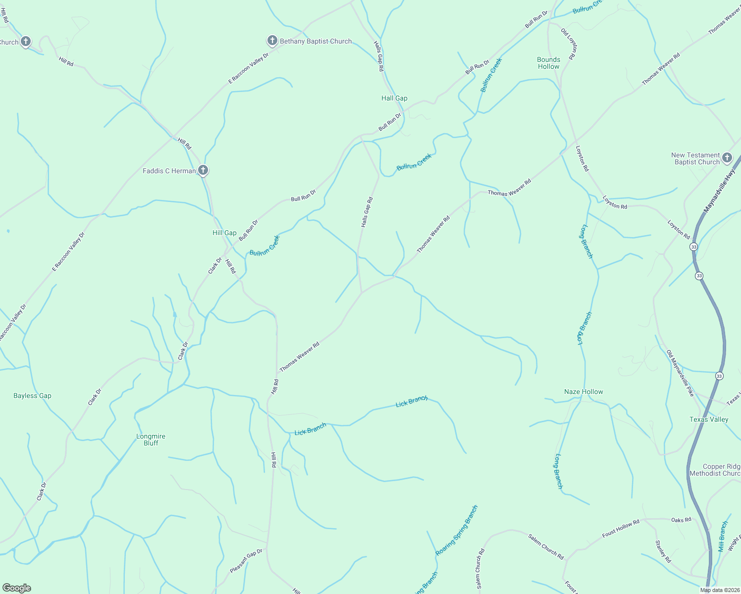 map of restaurants, bars, coffee shops, grocery stores, and more near 6402 Thomas Weaver Road in Knoxville