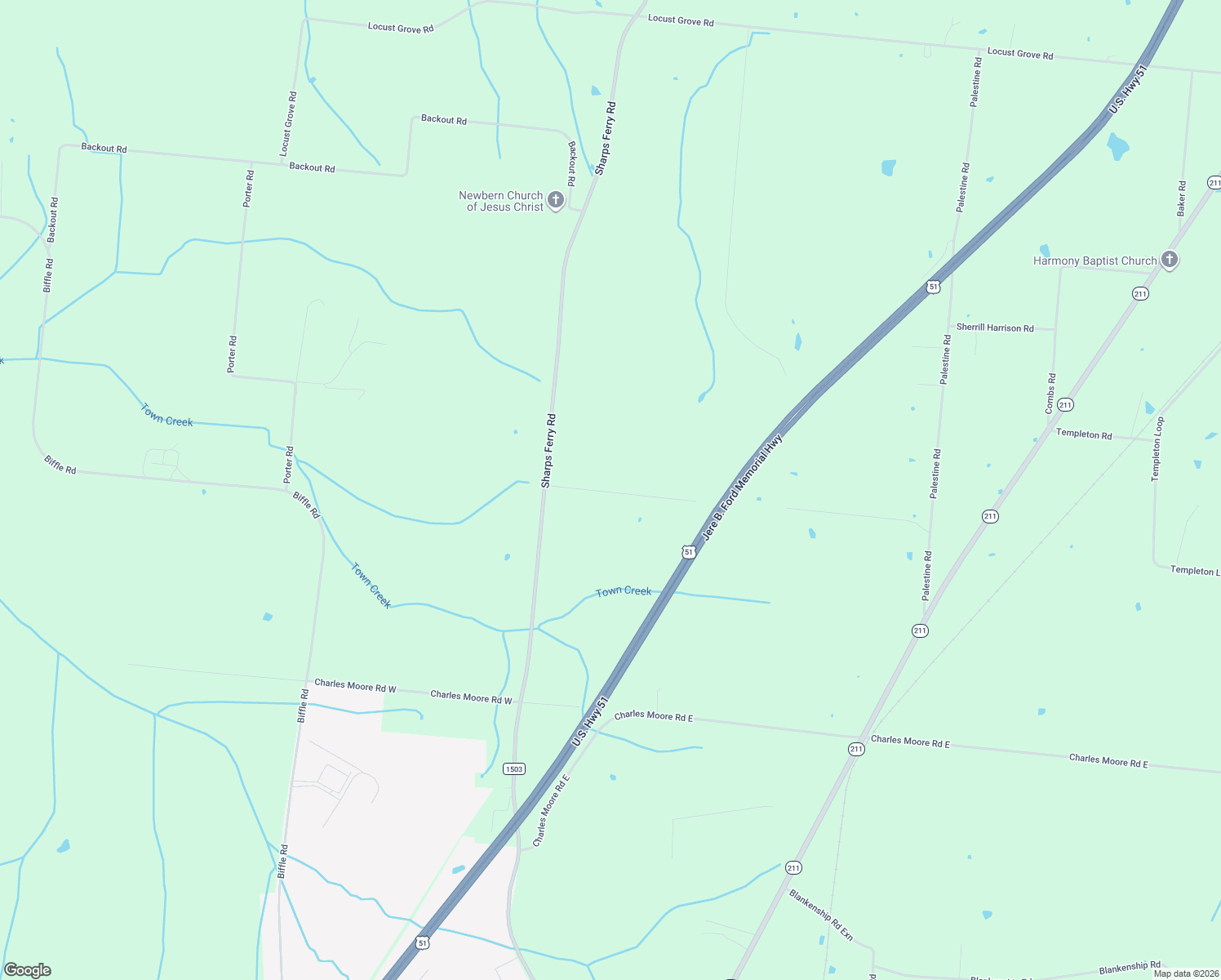 map of restaurants, bars, coffee shops, grocery stores, and more near 250 Maple Hill Road in Newbern