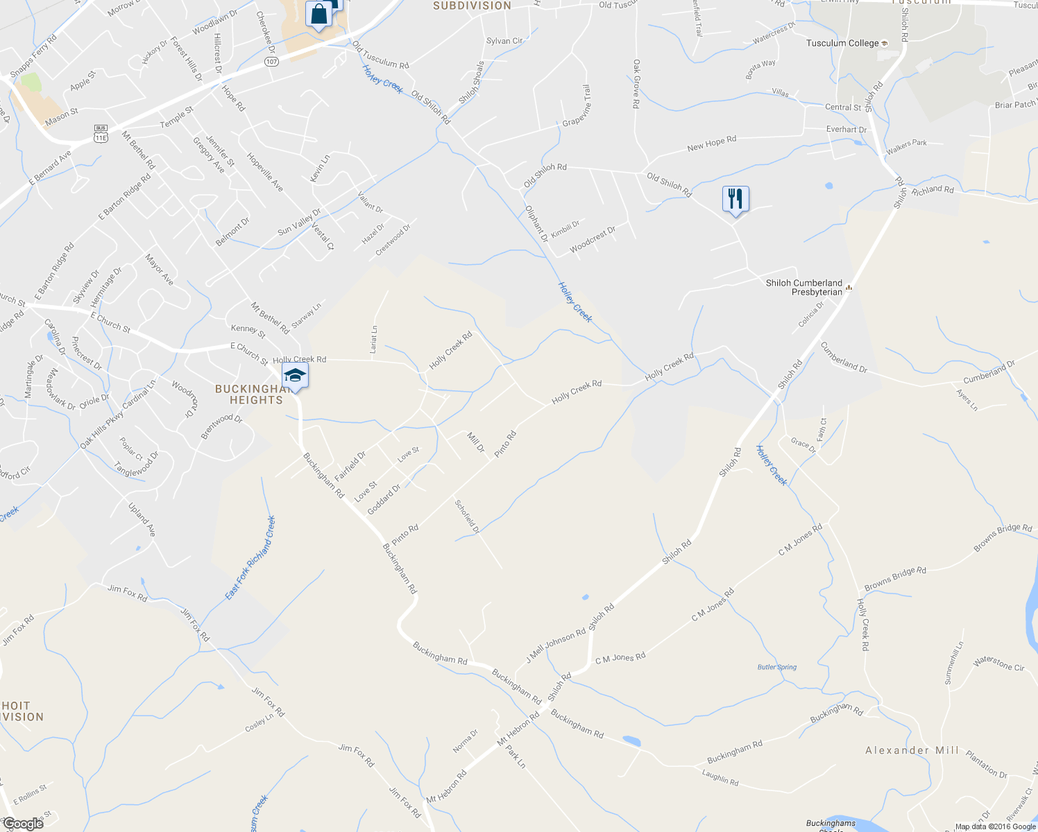 map of restaurants, bars, coffee shops, grocery stores, and more near 665 Pinto Rd in Greeneville