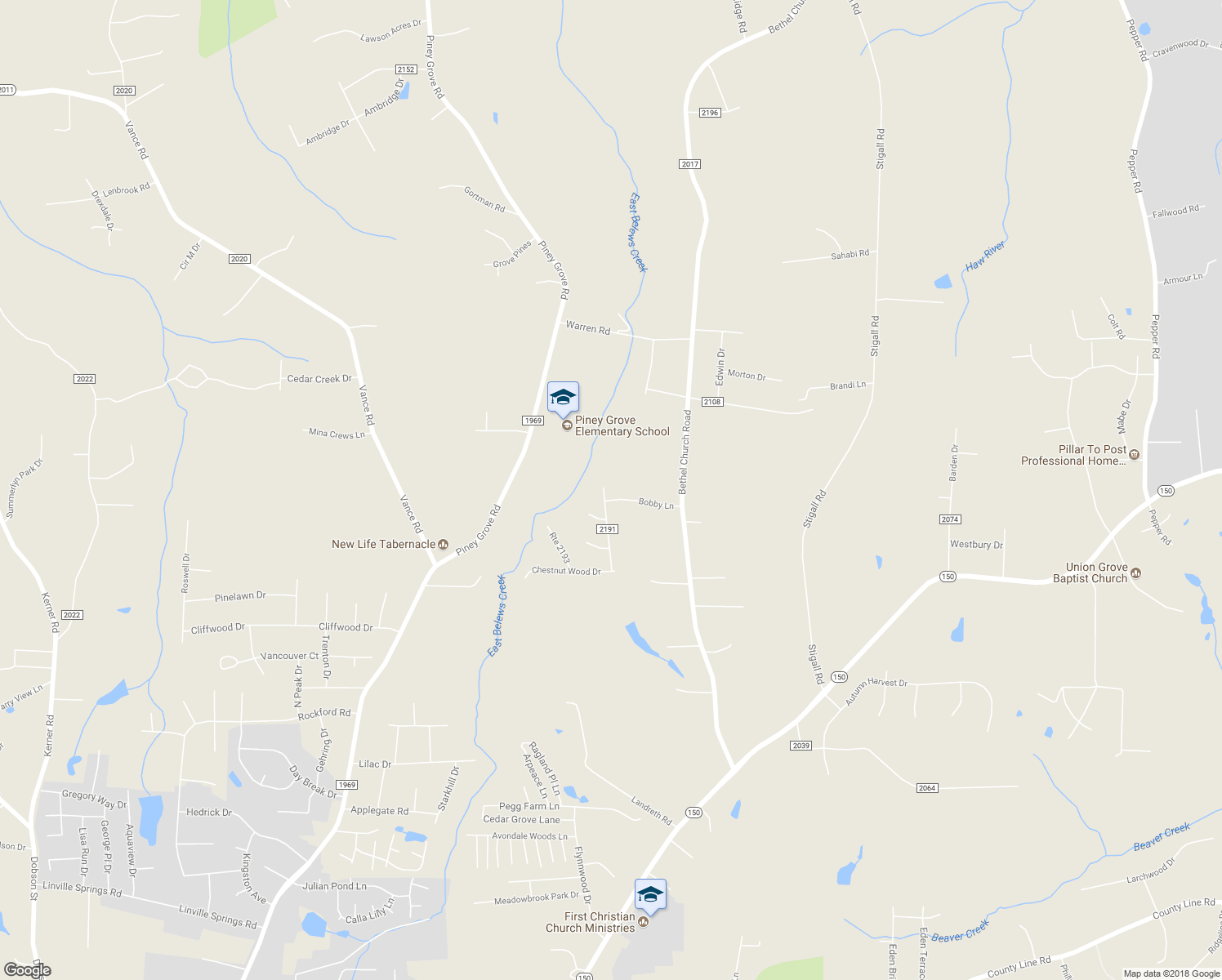 map of restaurants, bars, coffee shops, grocery stores, and more near 2805 Colchester Drive in Kernersville