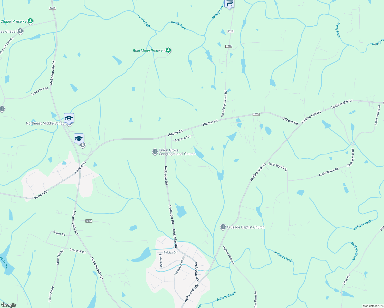 map of restaurants, bars, coffee shops, grocery stores, and more near 5530 Fairway Run Drive in McLeansville