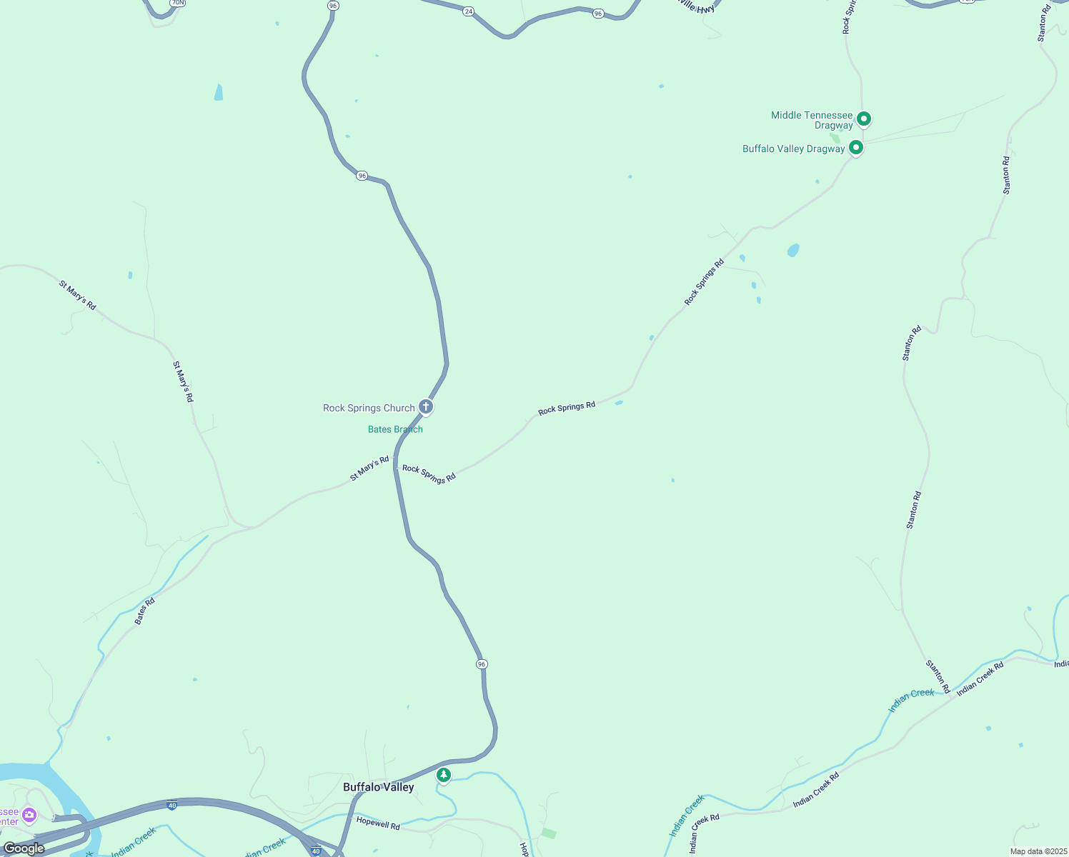 map of restaurants, bars, coffee shops, grocery stores, and more near 2360 Rock Springs Road in Buffalo Valley