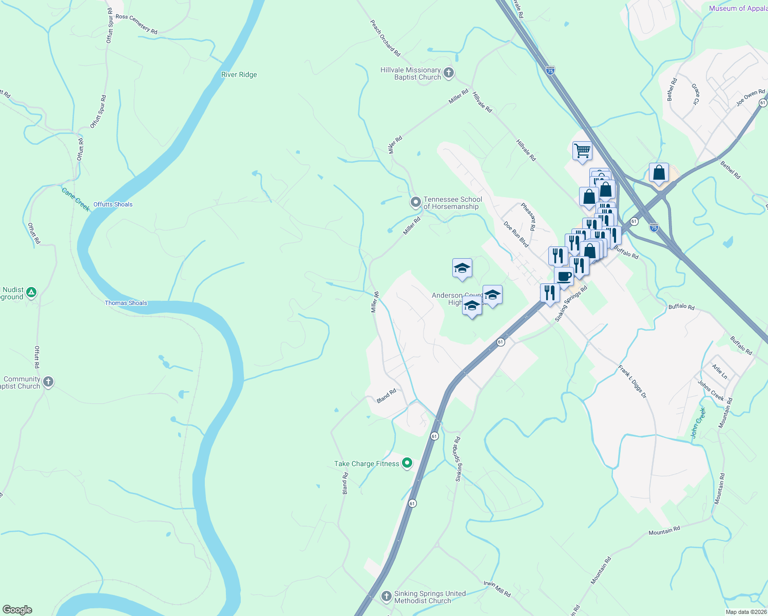 map of restaurants, bars, coffee shops, grocery stores, and more near 502B Miller Road in Clinton