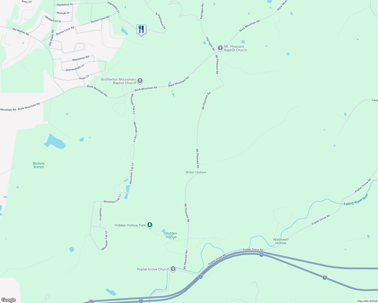 map of restaurants, bars, coffee shops, grocery stores, and more near 1055 Mount Pleasant Road in Cookeville