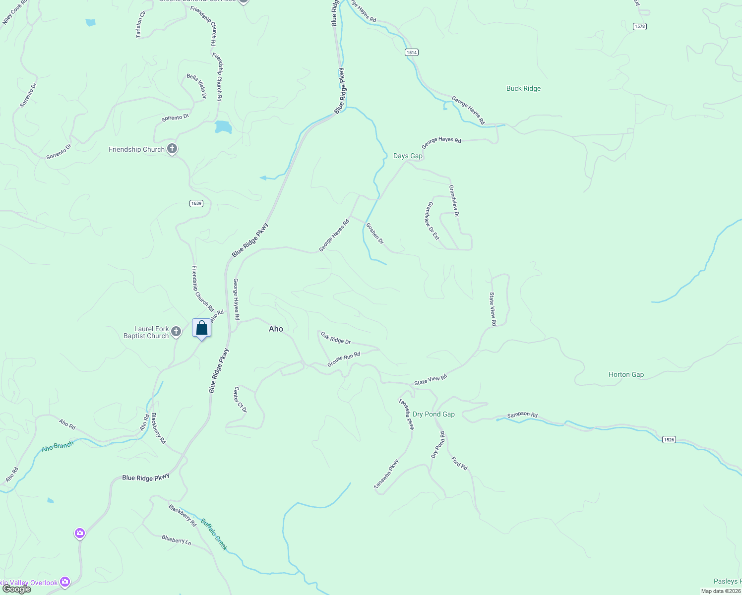 map of restaurants, bars, coffee shops, grocery stores, and more near 354 Virgil's Lane in Boone