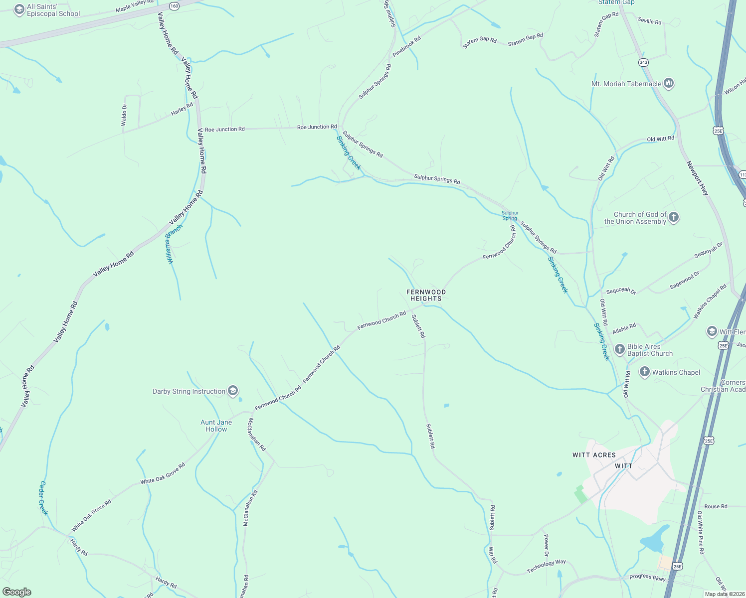 map of restaurants, bars, coffee shops, grocery stores, and more near 3360 Fernwood Road in Morristown