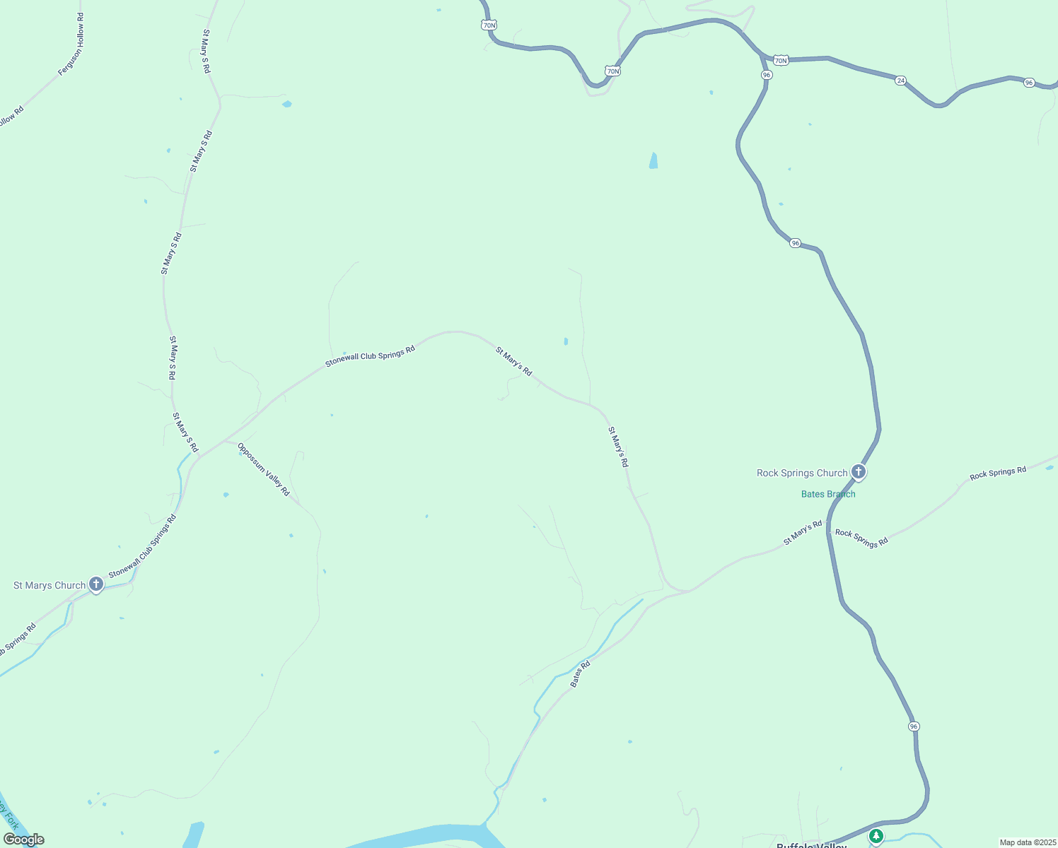 map of restaurants, bars, coffee shops, grocery stores, and more near 16570 Saint Mary's Road in Buffalo Valley