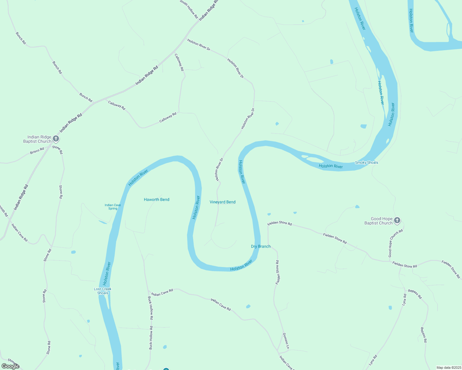 map of restaurants, bars, coffee shops, grocery stores, and more near 1955 Holston River Dr in Rutledge