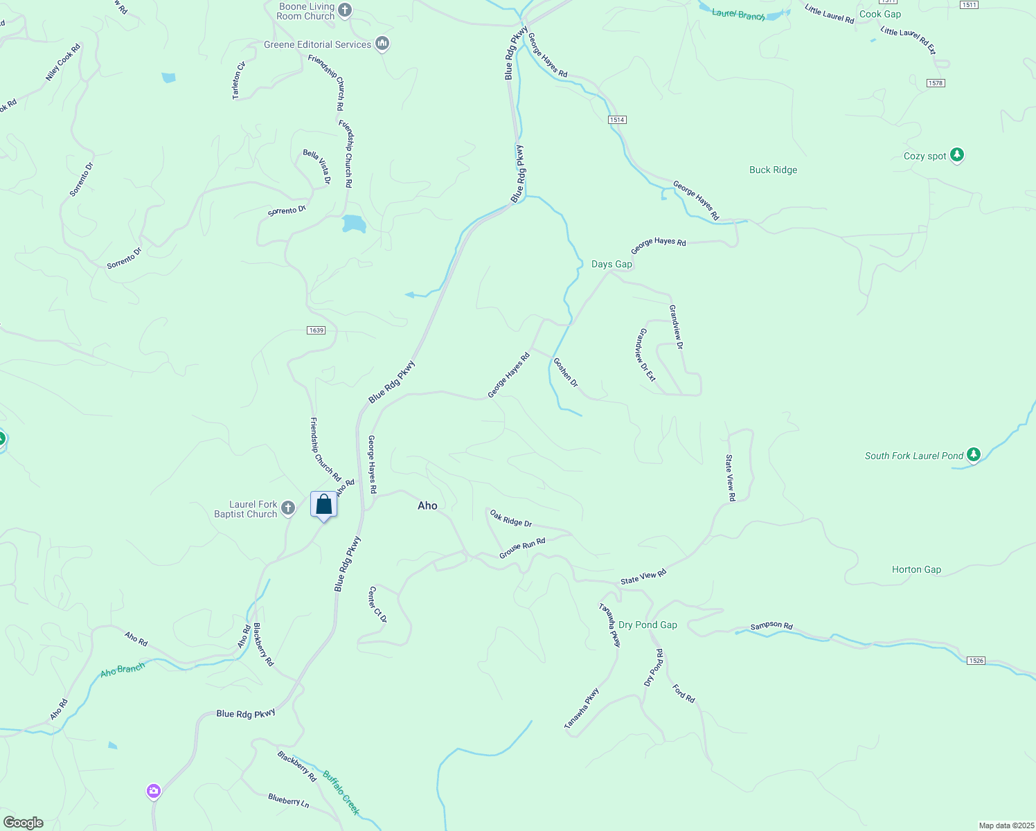 map of restaurants, bars, coffee shops, grocery stores, and more near 232 Virgil's Lane in Boone
