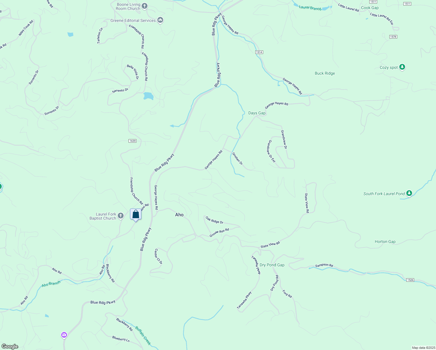 map of restaurants, bars, coffee shops, grocery stores, and more near 232 Virgil's Lane in Boone