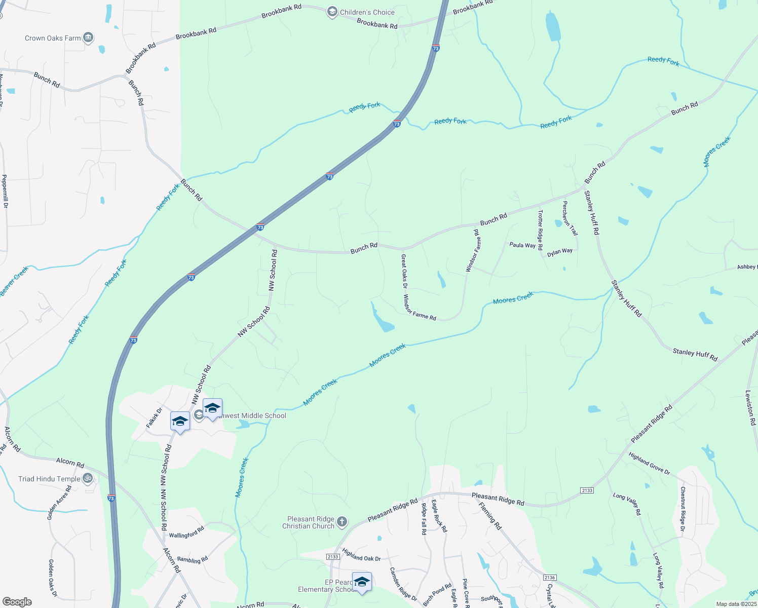 map of restaurants, bars, coffee shops, grocery stores, and more near 6100 Gwynedd Road in Summerfield