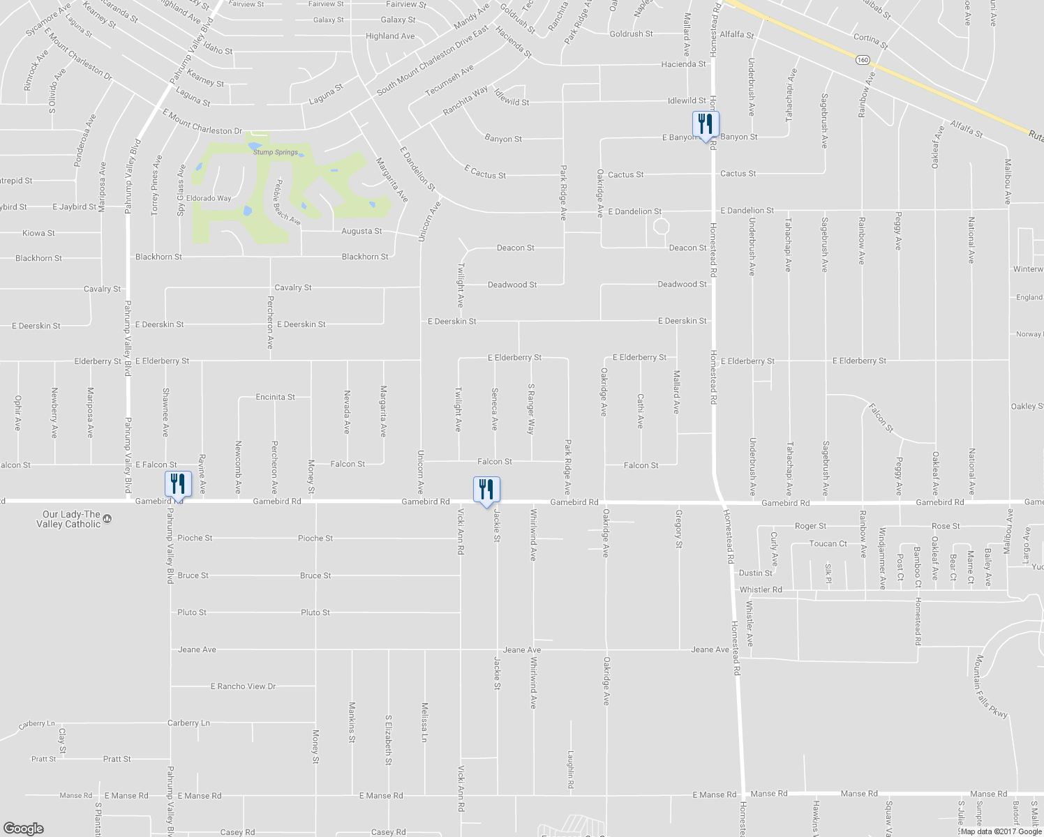 map of restaurants, bars, coffee shops, grocery stores, and more near 3720 Ranger Way in Pahrump