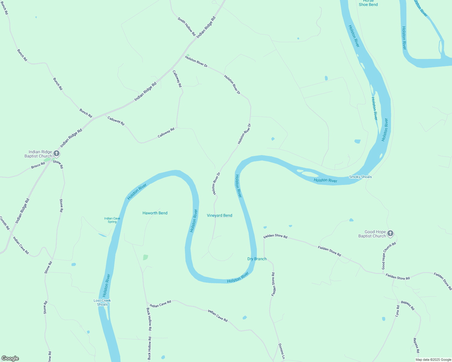 map of restaurants, bars, coffee shops, grocery stores, and more near 1743 Holston River Drive in Rutledge