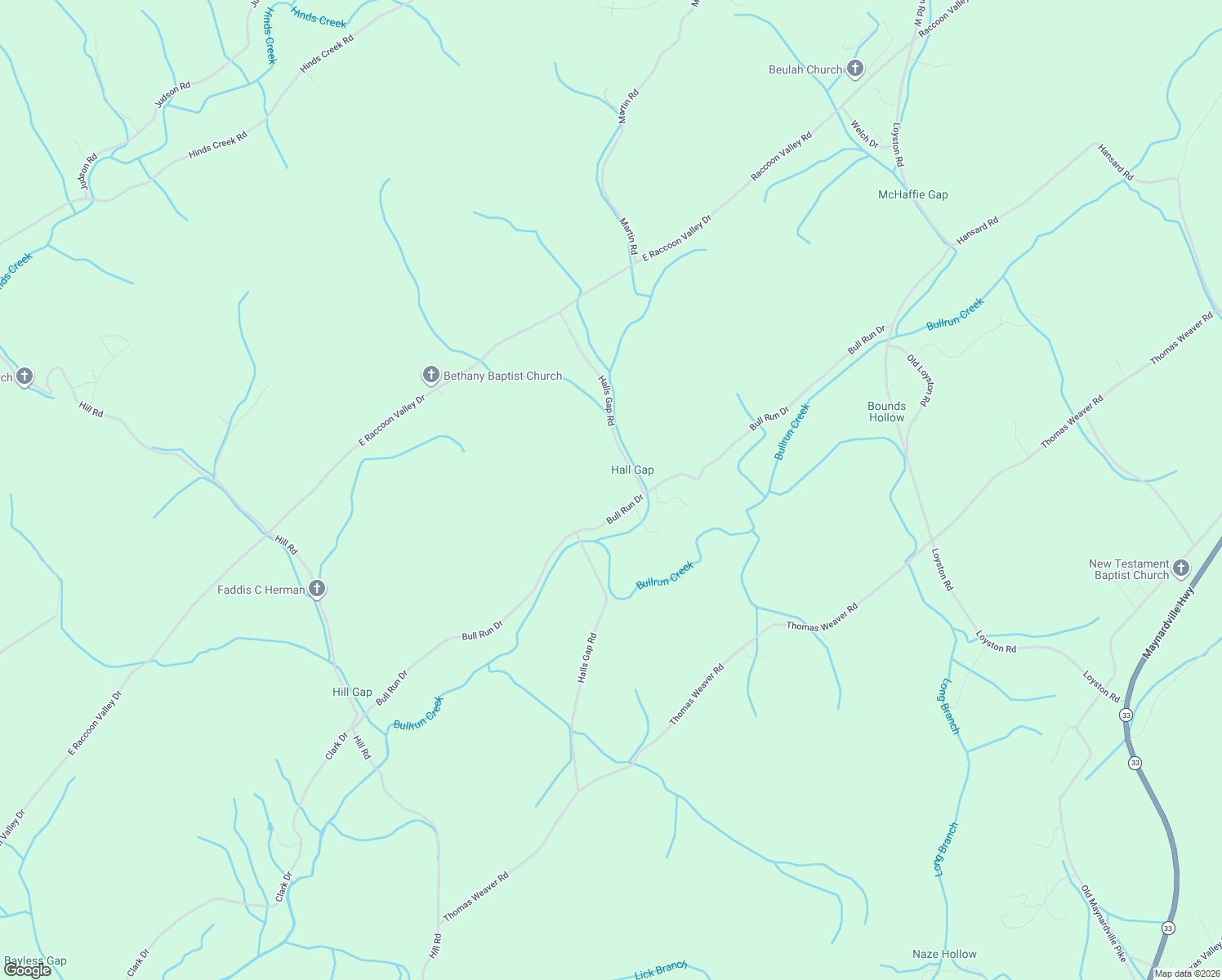 map of restaurants, bars, coffee shops, grocery stores, and more near 6731 Bull Run Drive in Knoxville