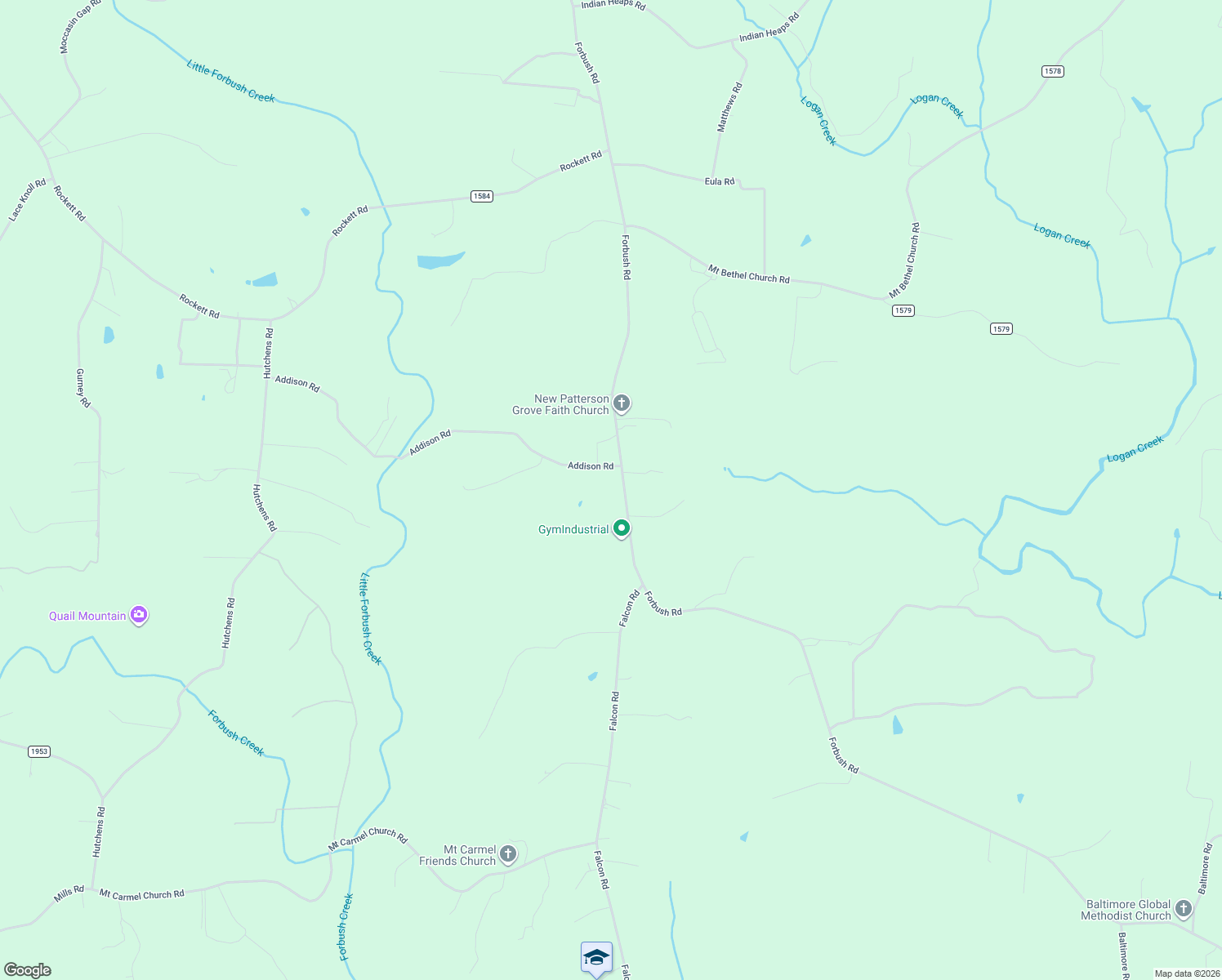 map of restaurants, bars, coffee shops, grocery stores, and more near 3309 Forbush Road in East Bend