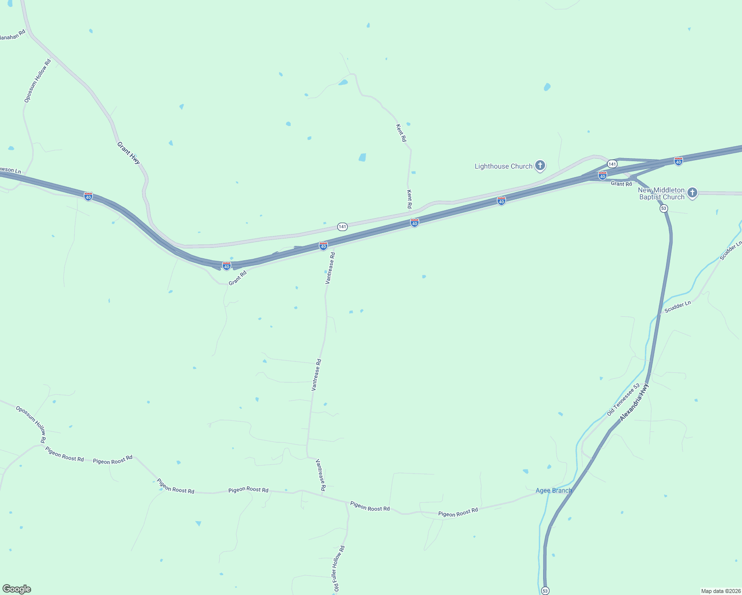 map of restaurants, bars, coffee shops, grocery stores, and more near 21 Vantrease Road in Brush Creek