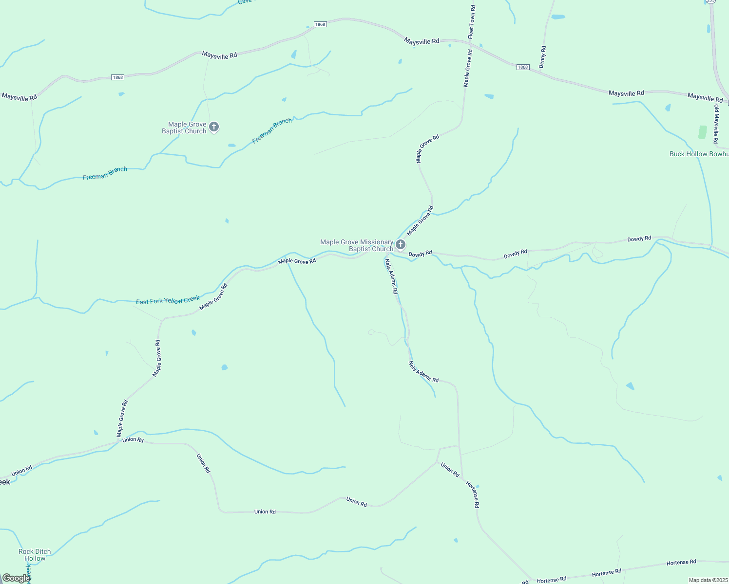 map of restaurants, bars, coffee shops, grocery stores, and more near 2682 Maple Grove Road in Dickson