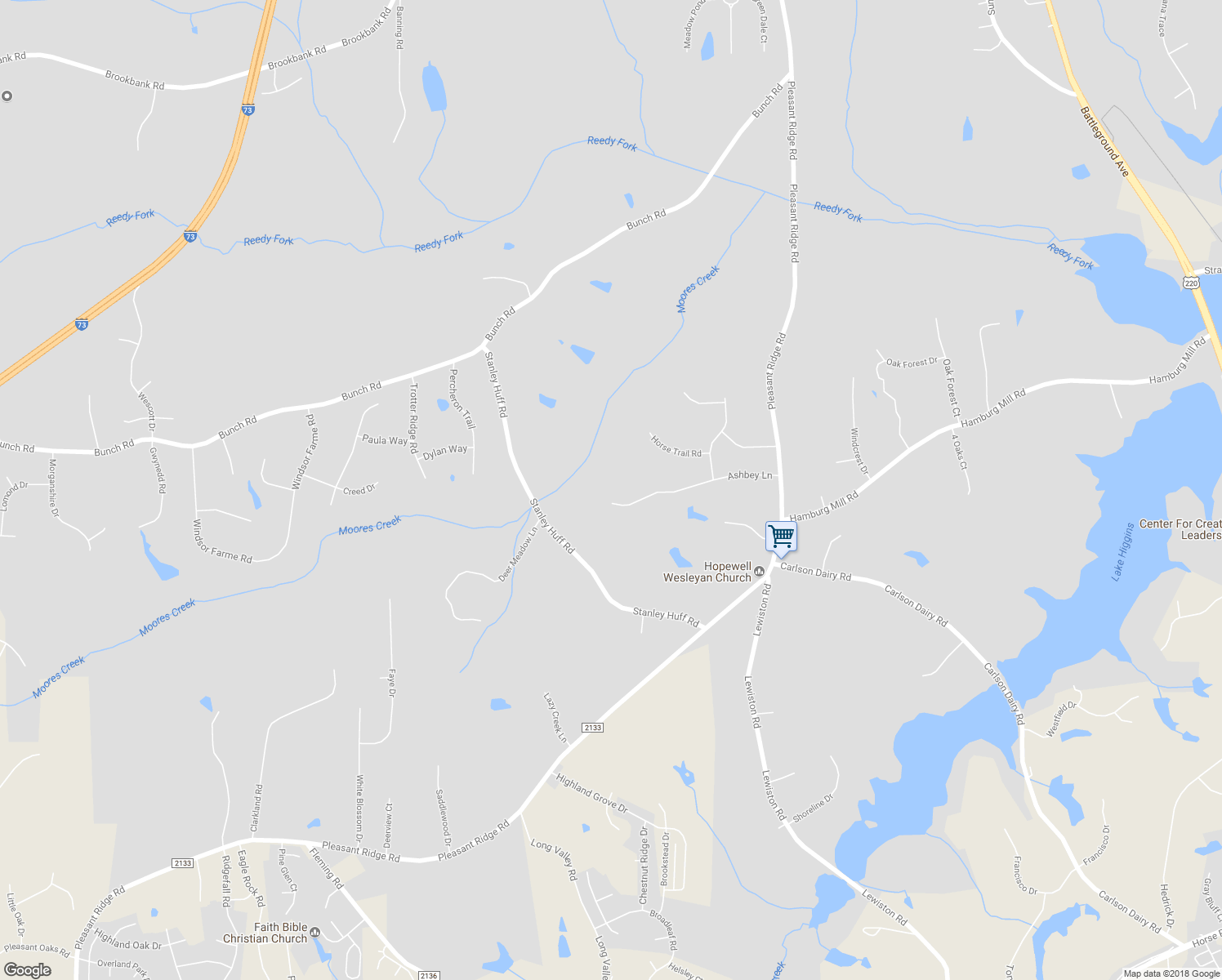 map of restaurants, bars, coffee shops, grocery stores, and more near 5414 Ashbey Lane in Summerfield