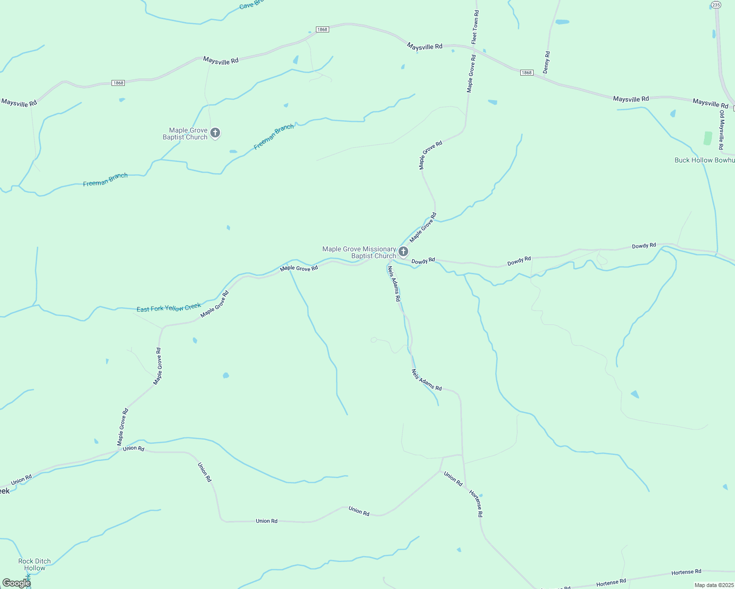 map of restaurants, bars, coffee shops, grocery stores, and more near 2682 Maple Grove Road in Dickson
