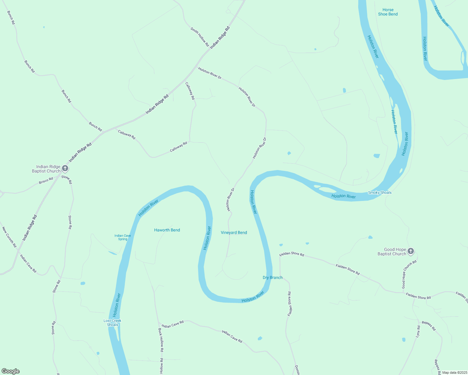 map of restaurants, bars, coffee shops, grocery stores, and more near 1743 Holston River Dr in Rutledge