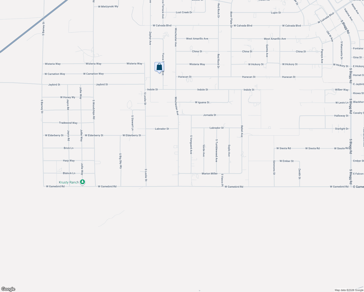 map of restaurants, bars, coffee shops, grocery stores, and more near 3601 Winchester Avenue in Pahrump