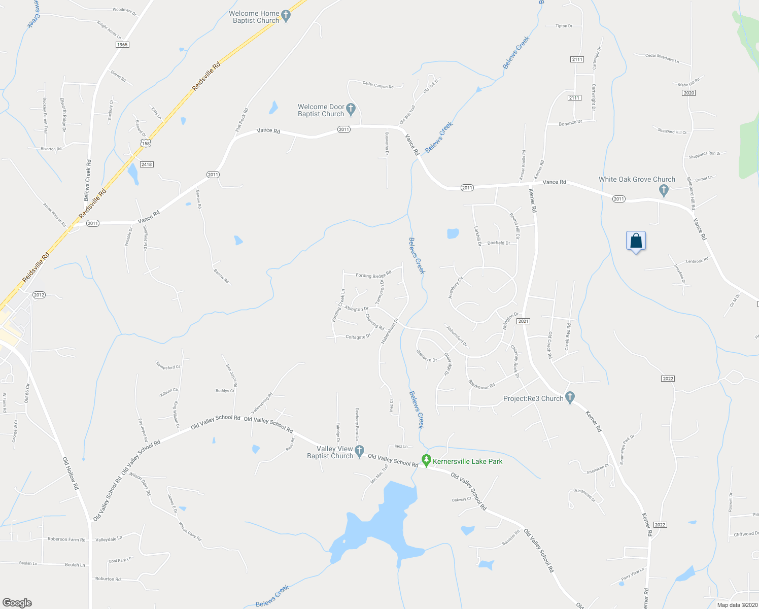 map of restaurants, bars, coffee shops, grocery stores, and more near 7650 Abington Drive in Kernersville