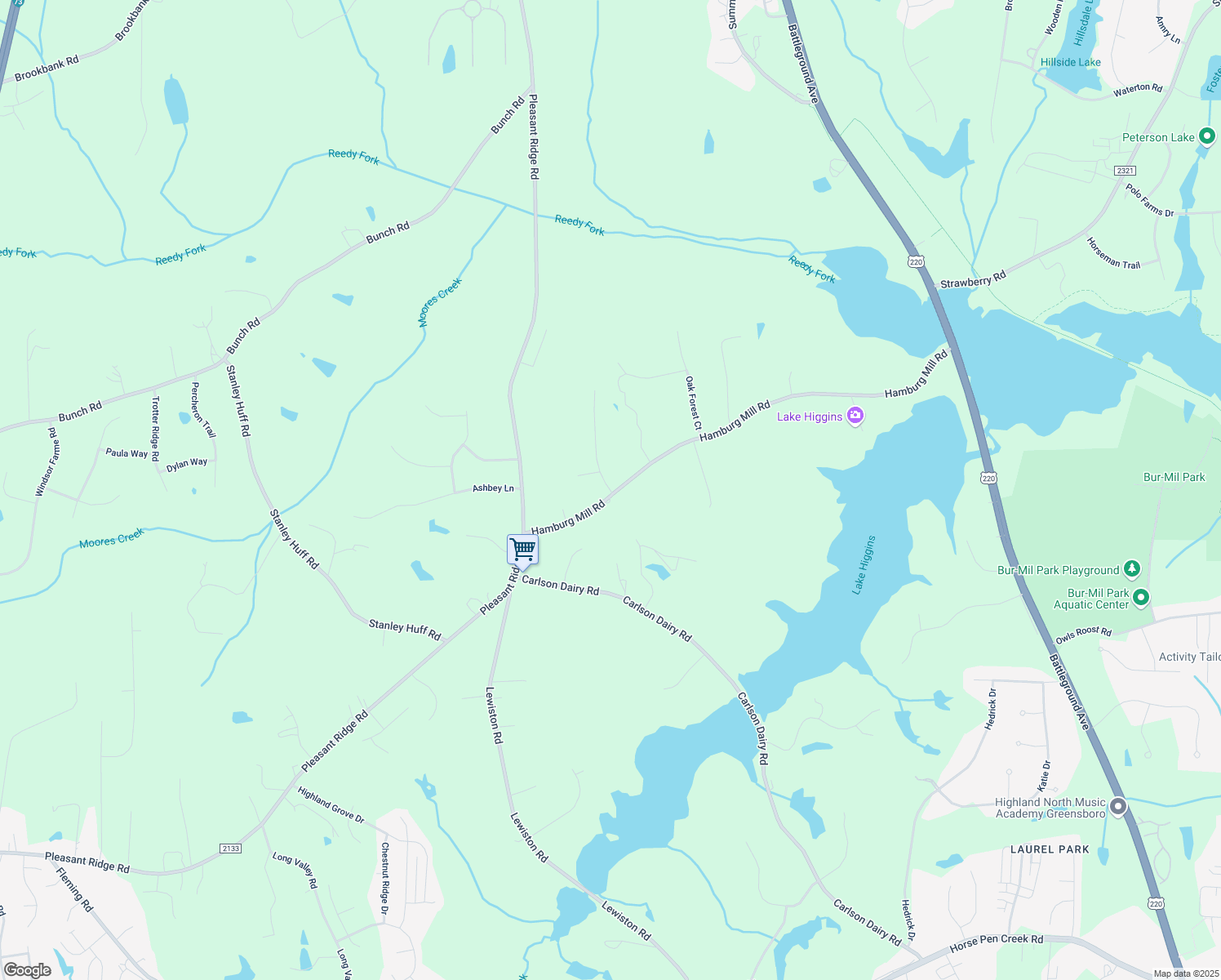 map of restaurants, bars, coffee shops, grocery stores, and more near 6206 Windcrest Dr in Summerfield