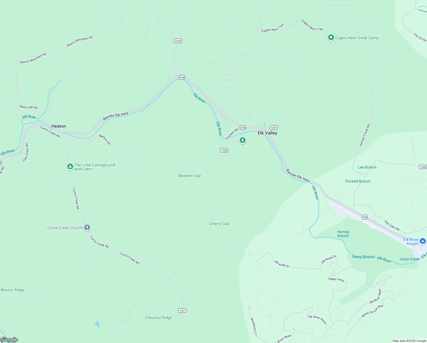 map of restaurants, bars, coffee shops, grocery stores, and more near 301 Puckett Road in Banner Elk