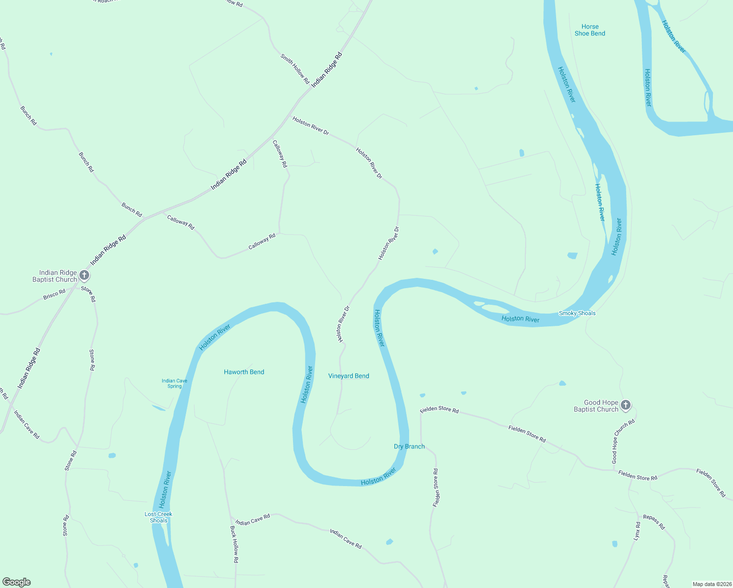 map of restaurants, bars, coffee shops, grocery stores, and more near 1421 Holston River Drive in Rutledge