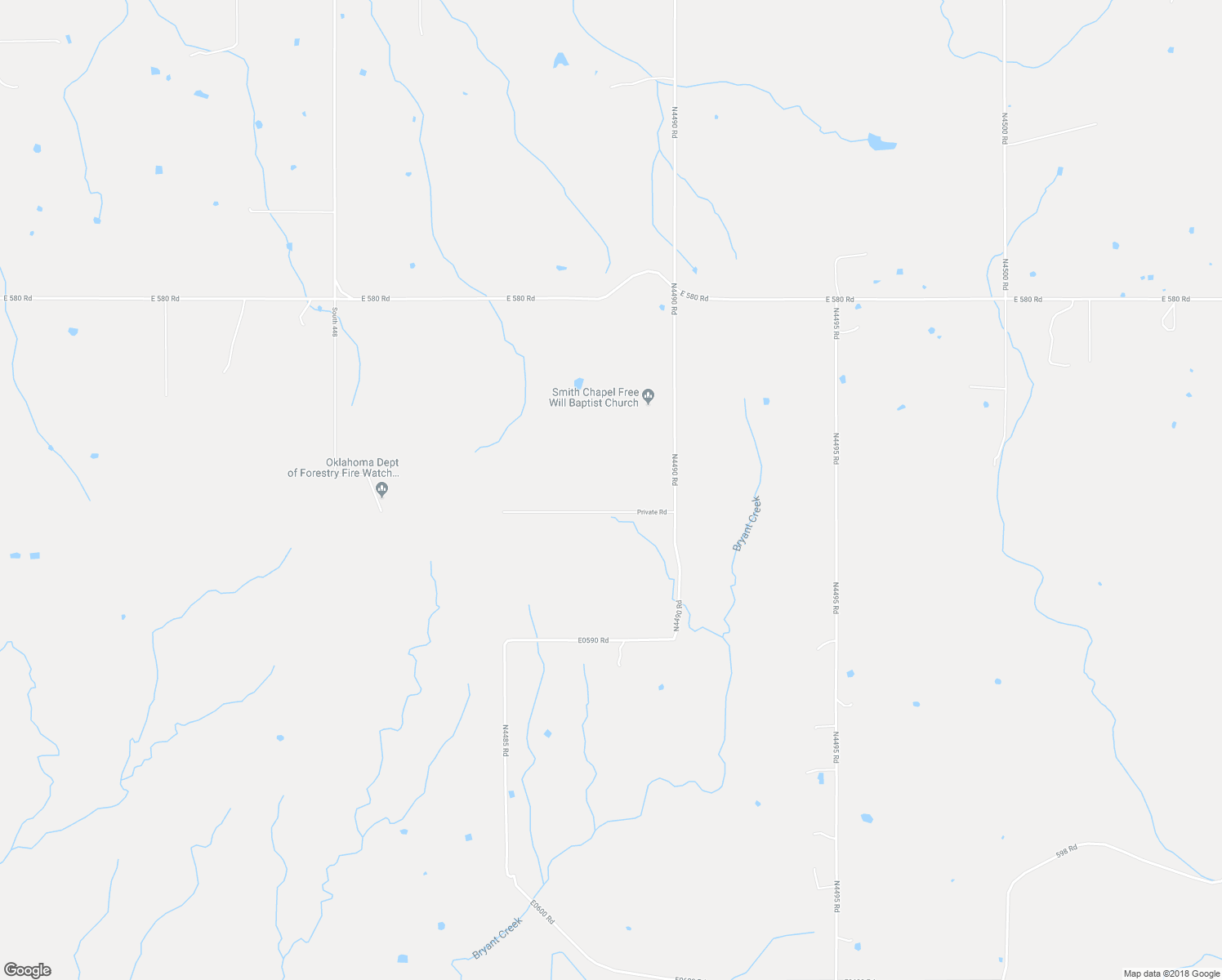 map of restaurants, bars, coffee shops, grocery stores, and more near 13843 East 586 Road in Rose