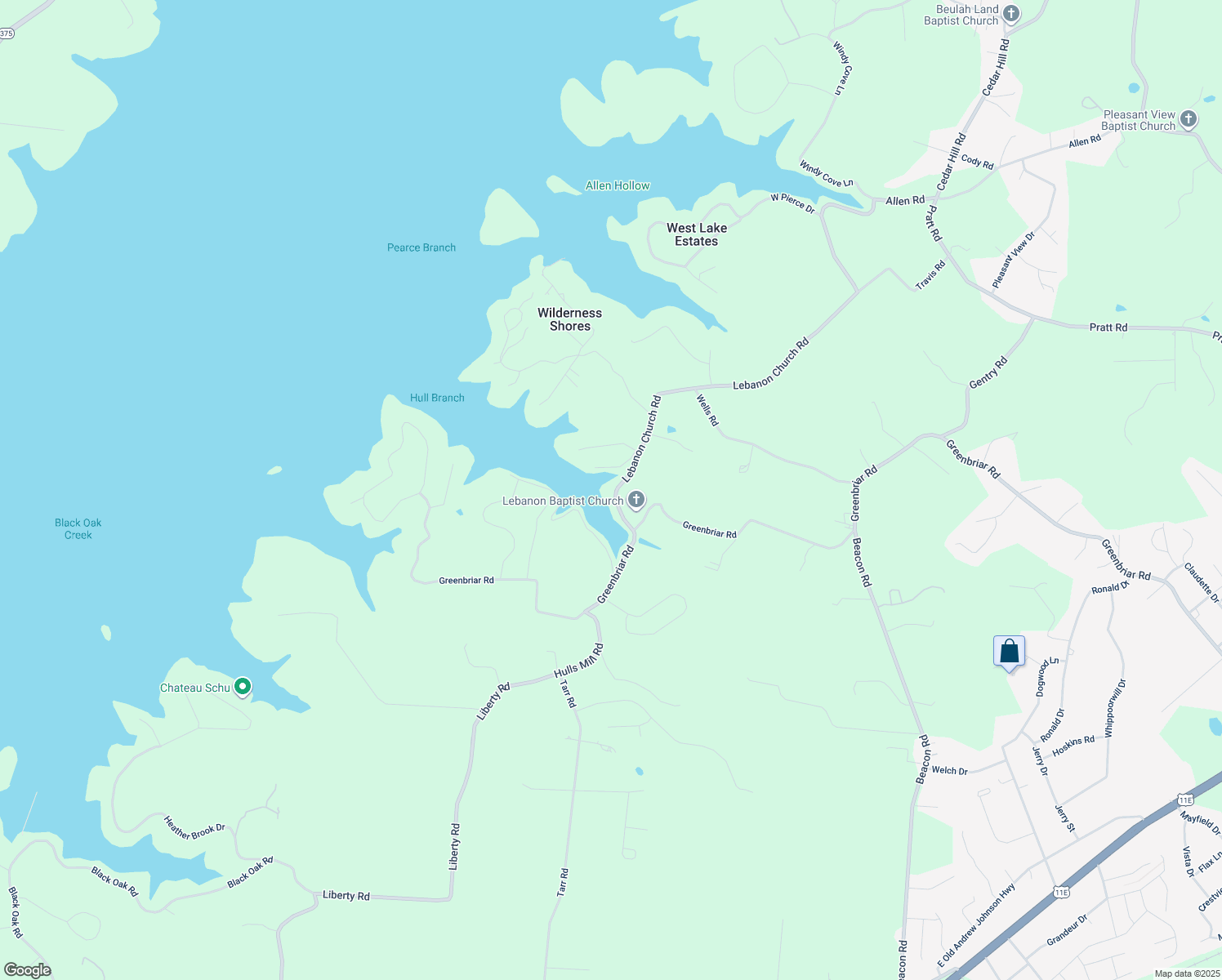 map of restaurants, bars, coffee shops, grocery stores, and more near 7916 Lebanon Church Road in Hamblen County