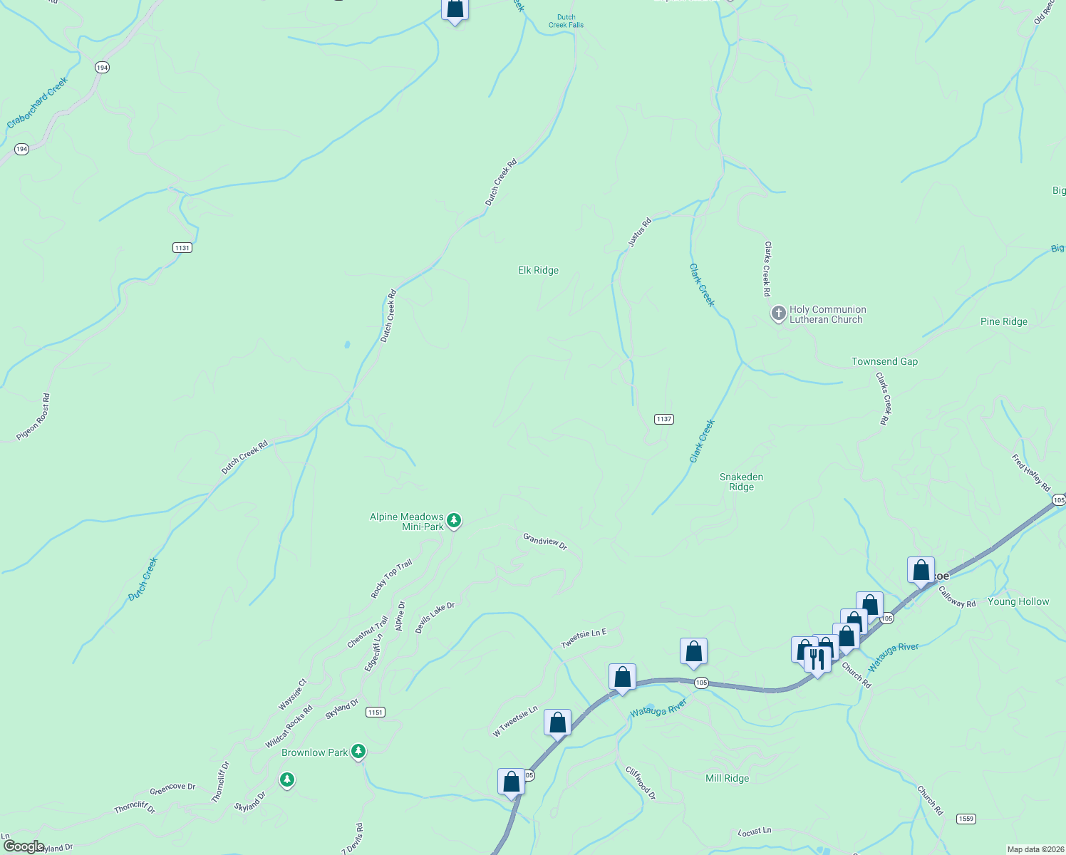map of restaurants, bars, coffee shops, grocery stores, and more near 685-699 Nettle's Ridge Road in Banner Elk