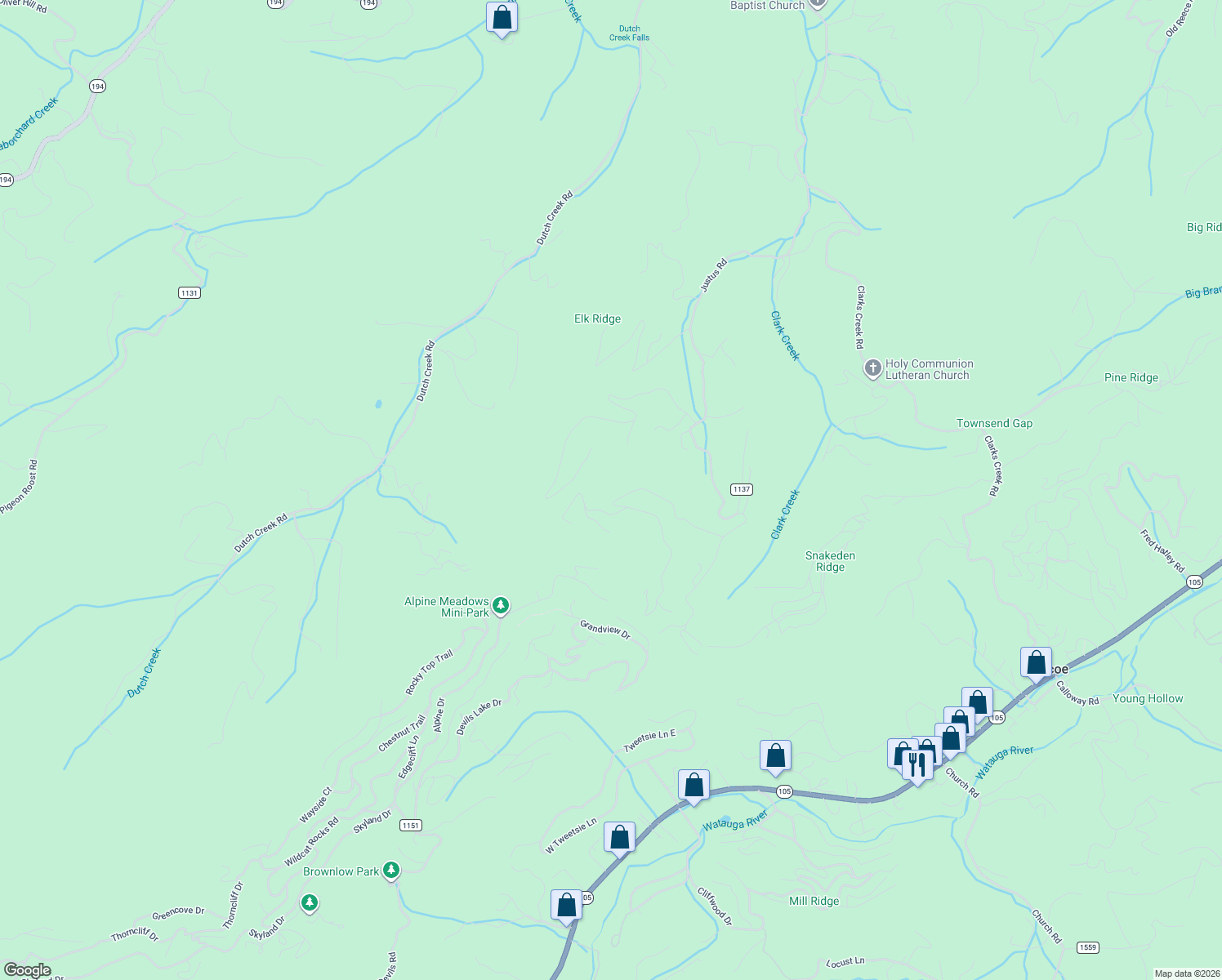 map of restaurants, bars, coffee shops, grocery stores, and more near 685-699 Nettle's Ridge Road in Banner Elk