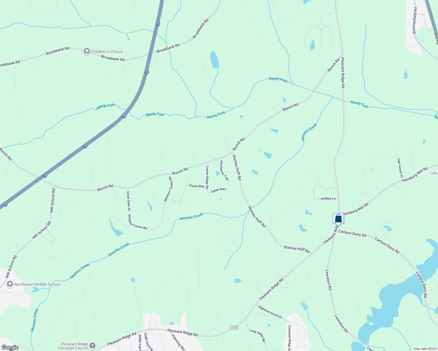 map of restaurants, bars, coffee shops, grocery stores, and more near 6107 Percheron Trail in Summerfield