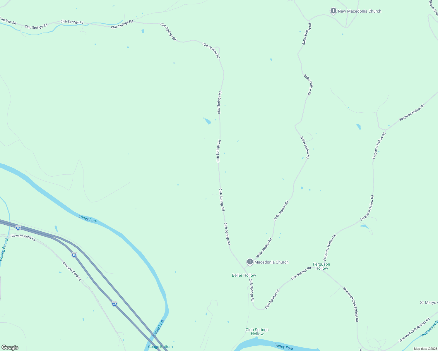 map of restaurants, bars, coffee shops, grocery stores, and more near Club Springs Road in Elmwood