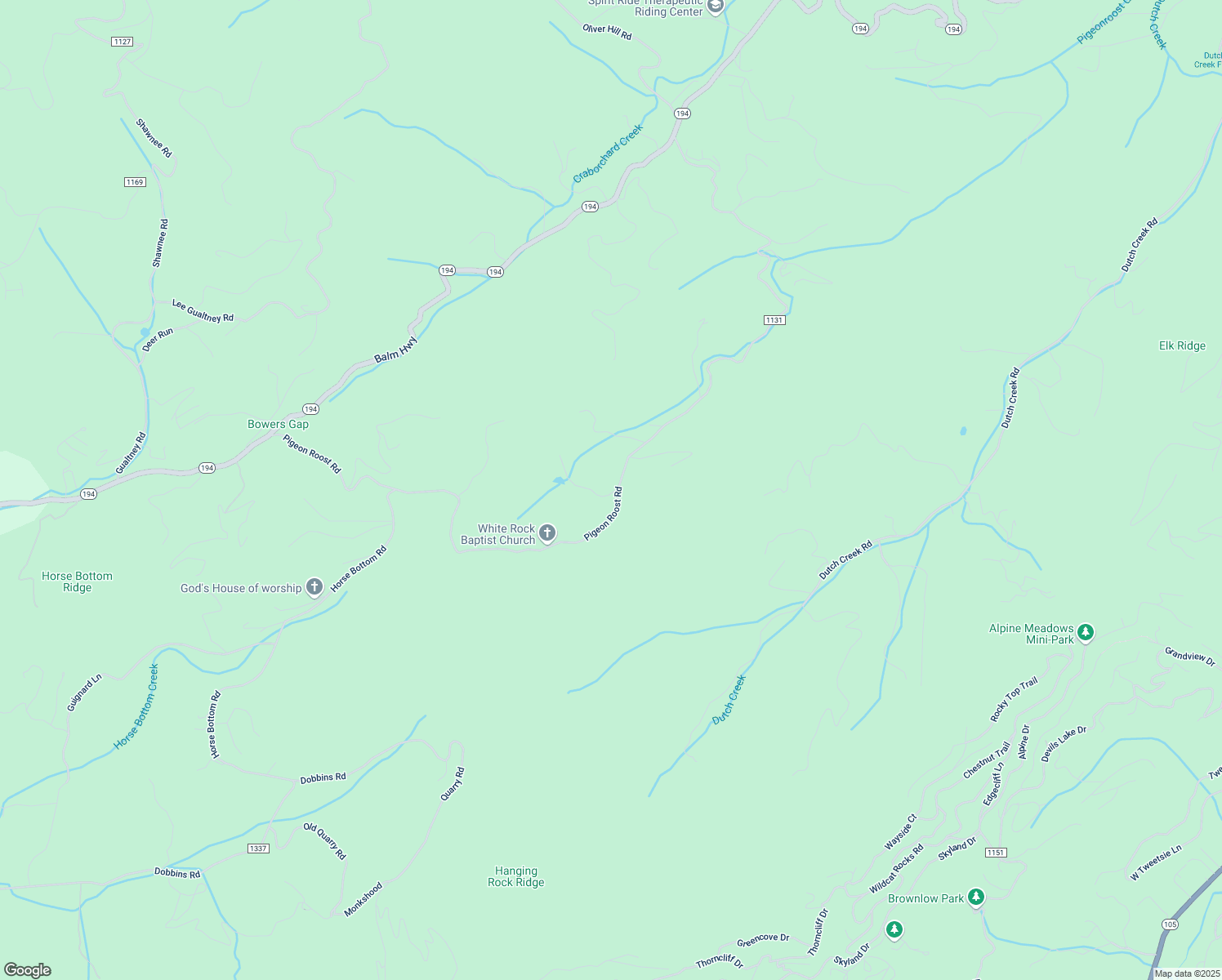 map of restaurants, bars, coffee shops, grocery stores, and more near 1734 Pigeon Roost Road in Banner Elk
