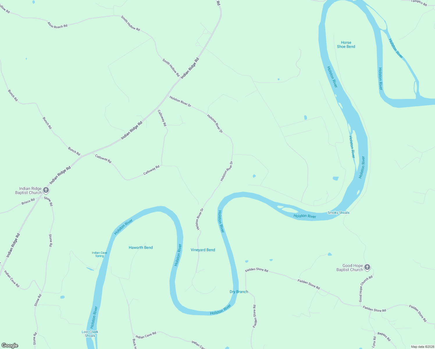 map of restaurants, bars, coffee shops, grocery stores, and more near 1306 Holston River Dr in Rutledge