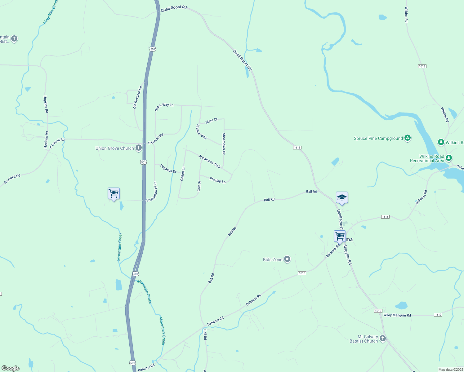 map of restaurants, bars, coffee shops, grocery stores, and more near 510 Pharlap Lane in Bahama