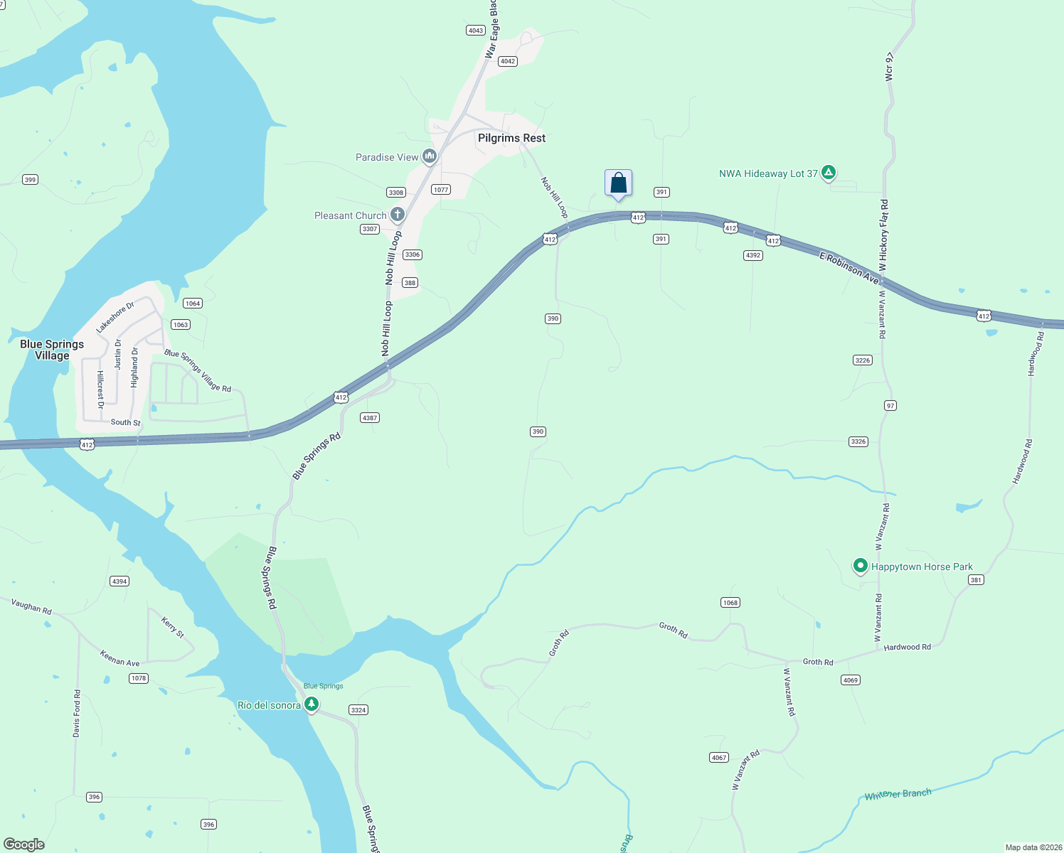 map of restaurants, bars, coffee shops, grocery stores, and more near 20771-21093 Wade Road in Springdale