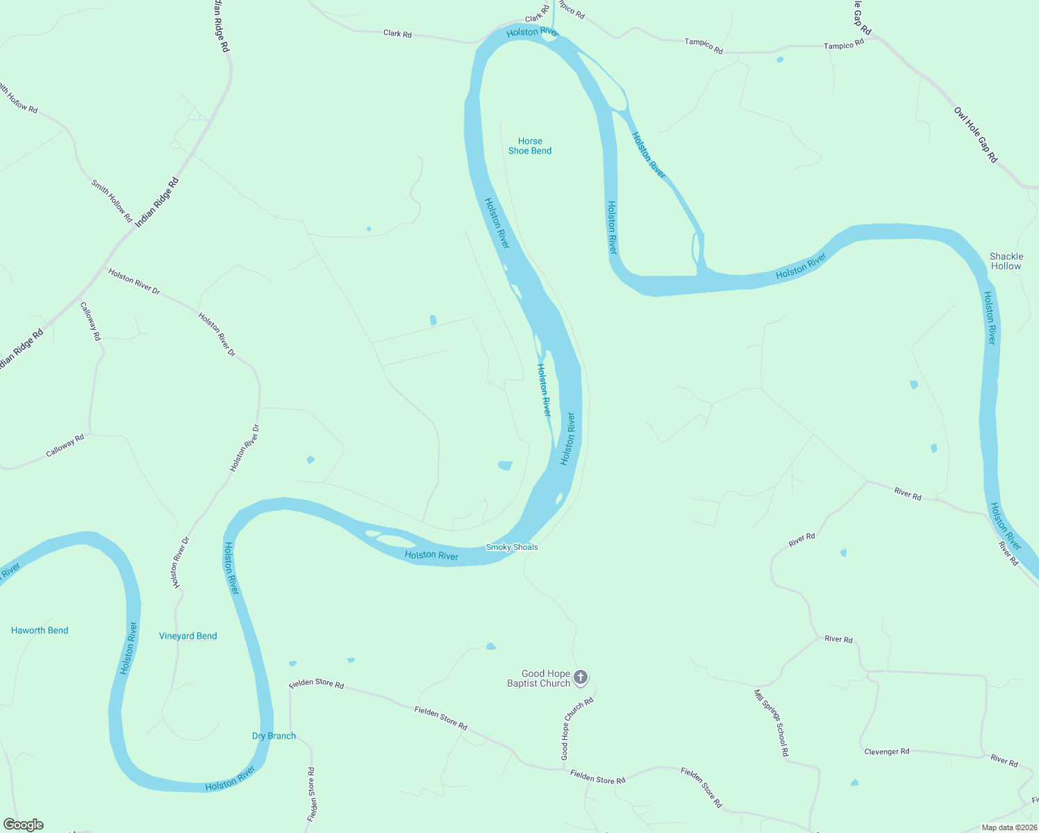 map of restaurants, bars, coffee shops, grocery stores, and more near 2044 Holston Shores Drive in Rutledge