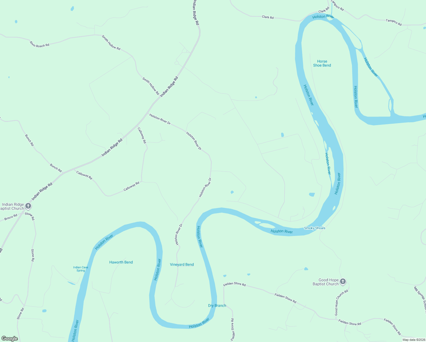 map of restaurants, bars, coffee shops, grocery stores, and more near 981 Holston River Drive in Rutledge